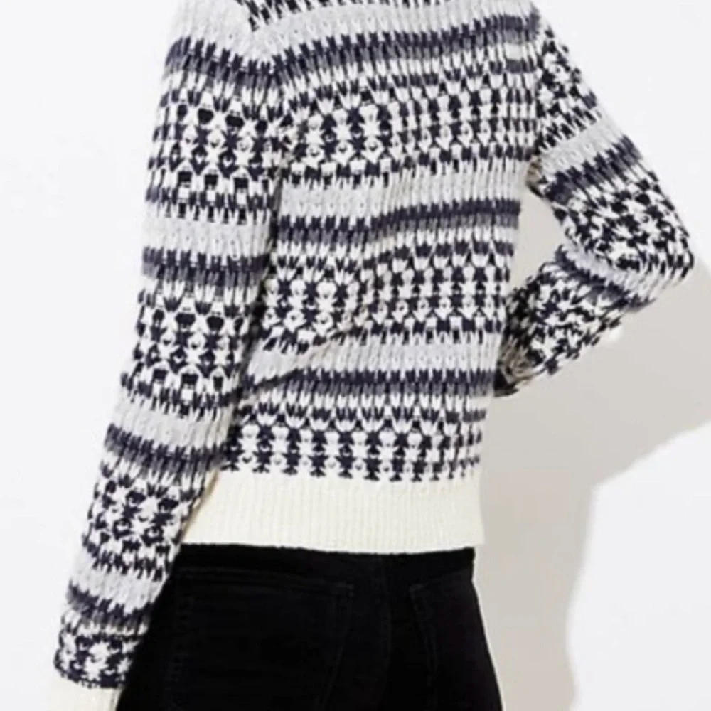 LOFT STITCHED STRIPE TURTLENECK SWEATER COZY, ALPACA